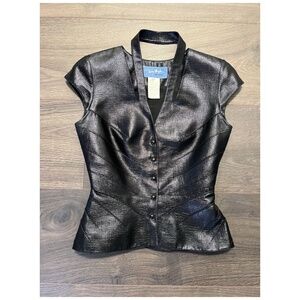 Thierry Mugler Couture Jacket Suit Blazer Vintage 2000 Metallic Gray Size 36 XS